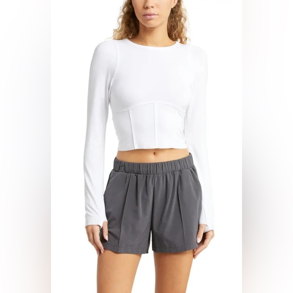 🎀 ZELLA XL streamline seamed crop top white pull over